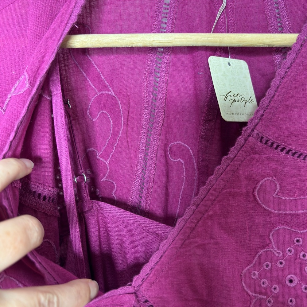 Free‎ People Short Sleeve Serenity Dress in Fuchsia Dragonfruit Punch Size M NWT - Picture 8 of 15